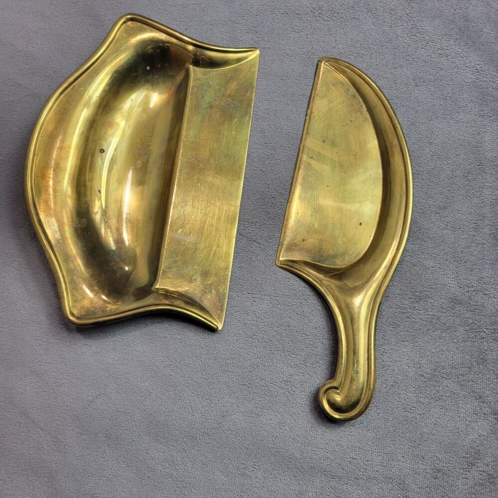 Vintage Brass Crumb Catcher & Brush Set By Express Ware